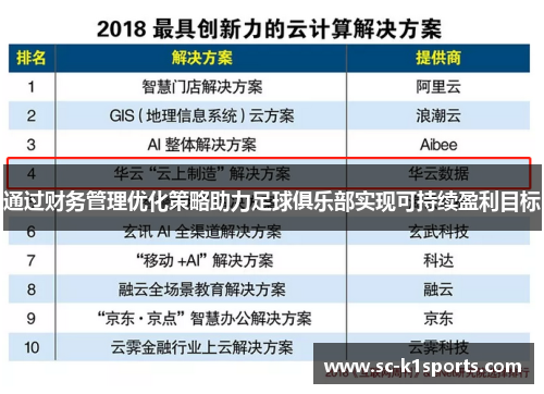 通过财务管理优化策略助力足球俱乐部实现可持续盈利目标